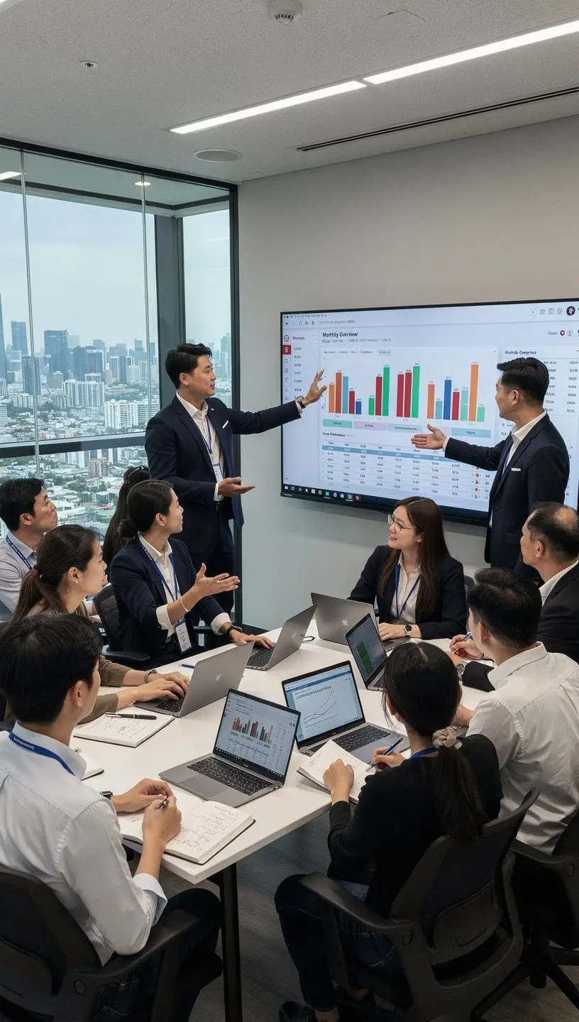 Prezentácia lektora počas offline seminára o efektívnom spravovaní rozpočtu.